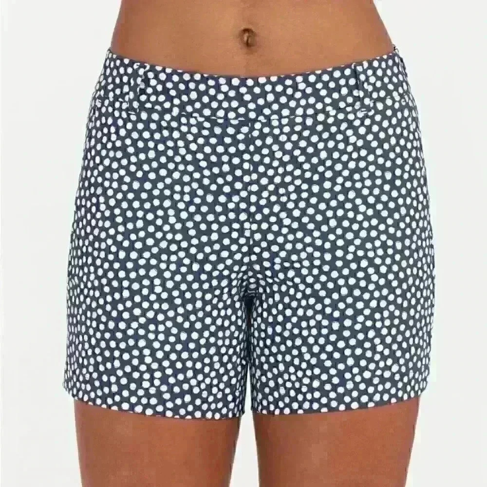 NWT SPANX Sunshine Shorts, 6" in navy pointed dot Sz M